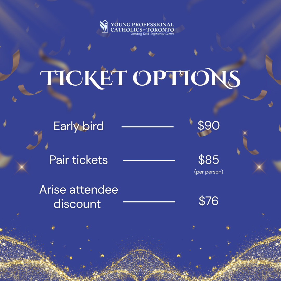 Lumen Gala ticket options: early bird $90, pair tickets $85 per person, Arise attendee discount $76.